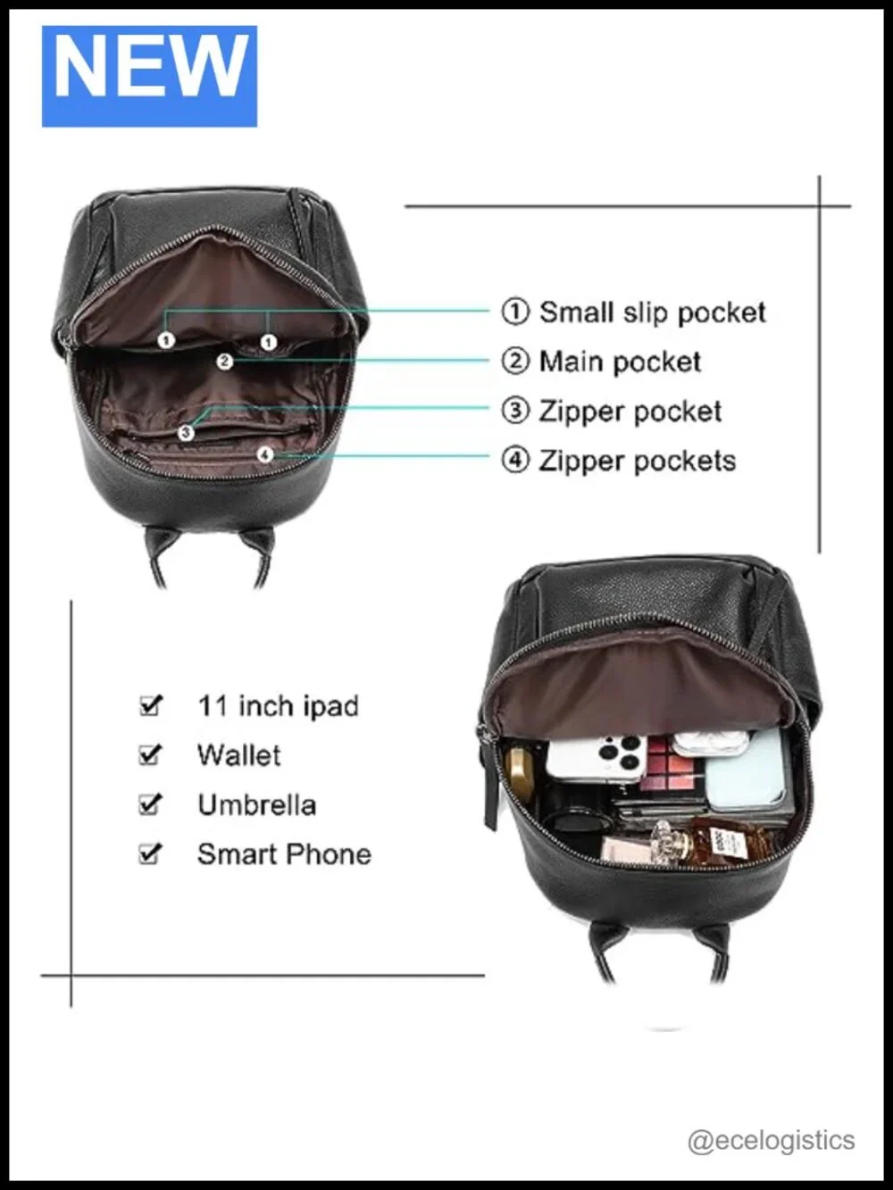 Genuine Leather Backpack Purse for Women Multi-functional Daypack with Laptop